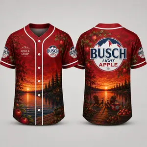 Busch Bapple Light Sunset Lake Baseball Jersey Beer Lover Summer Shirt
