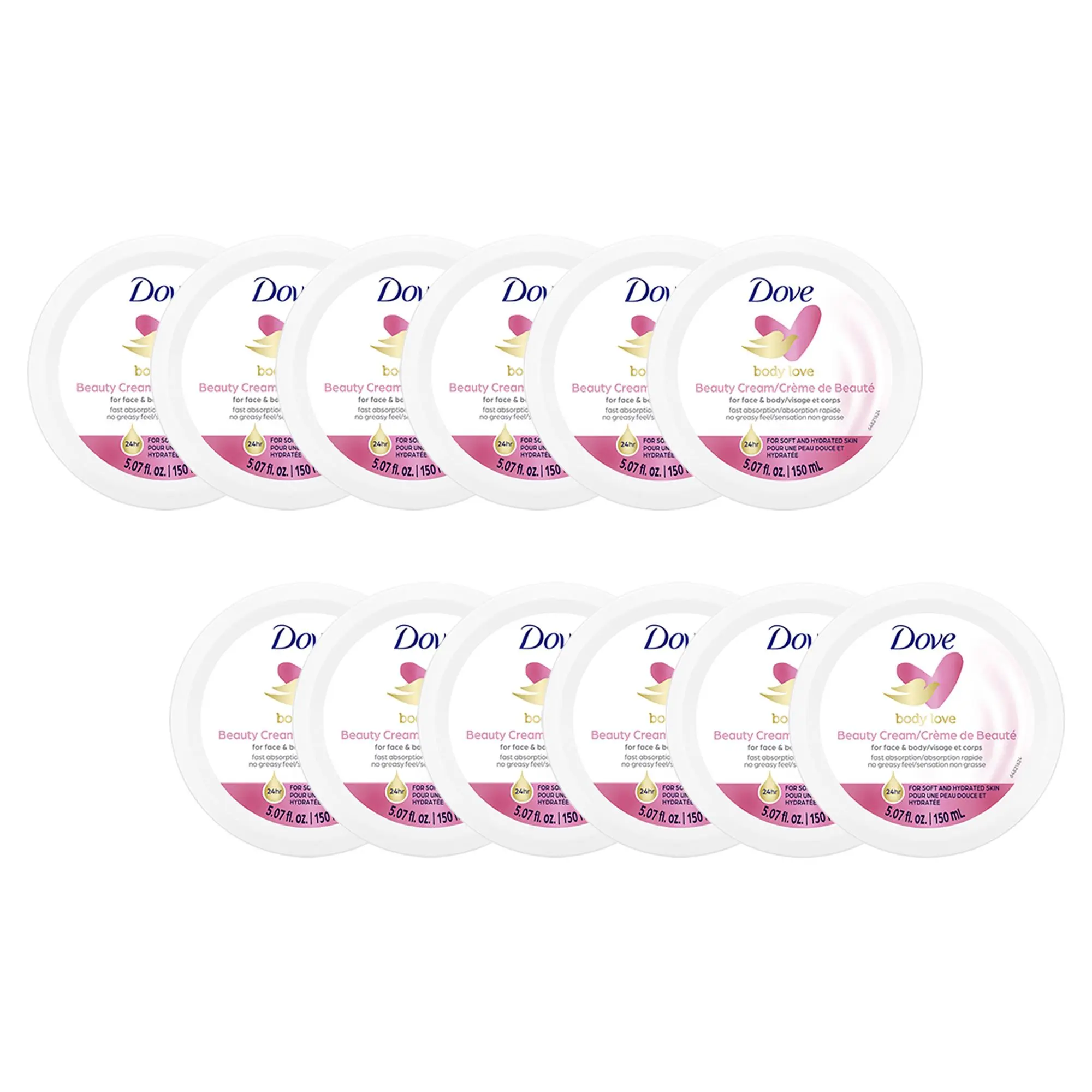 Dove Beauty Cream, Pink - 5 oz Face and Body Lotion - Pack of 12