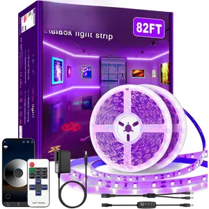 82FT Black Light Led Strip App Control, Black Light for Glow Party with Remote,  Purple Blacklight Strip Light Adhesive, UV Light Strip for Halloween Decor, Bedroom, Tapestry, Poster