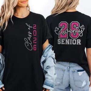 Class of 2026 Senior Graduation Graphic Tee, 2026 Grad Casual T-Shirt Tshirt TOP