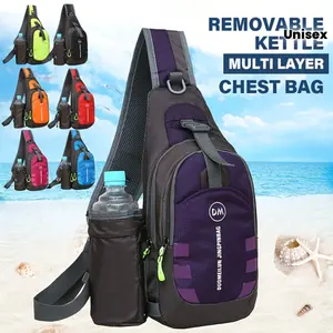 eonothem Unisex Chest Sling Bag with Removable Multi-Layer Kettle Design, Large Capacity Compact Crossbody Bag for Gym, Commuting & Travel - Adjustable Strap, Zipper Closure, Multiple Colors (Black/Orange/Red/Green/Blue/Pink/Purple)