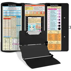 Clipboard Foldable Nurse Clipboard:  Folding Clipboards with  Edition Cheat Sheets Pocket Size Foldable Clip Board for  Clinical Clip Boards for Students Doctors Black Paper Organizers Office Accessories
