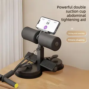 Portable Adjustable Sit Up Home Gym Equipment Double Suction Cup Abdominal Training Aid 3-Level Height Adjustment Multi-Functional Core Trainer Black Ab Exercise Board Ab Roller with Timing Counting & Fitness Shaping sit up assist device