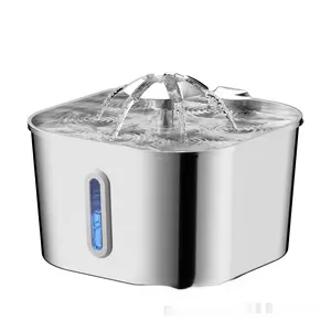 Stainless Steel Pet Water Fountain - 2.2L Automatic Gravity Feeder with Tray, Leak-Proof Automatic Feeders for Dogs & Cats, Convenient Feeding Tableware Accessory