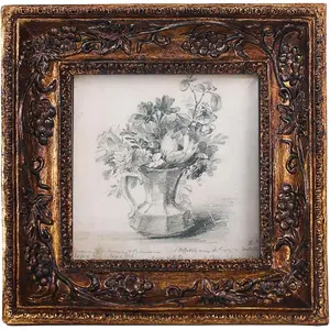 Small  3x3 Picture Frame Antique Ornate Mini Photo Frame Table Top Display and Wall Hanging,  Frame Wall Art, Bronze