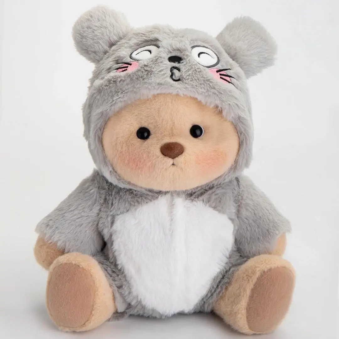 Getahug 12" Giant Flufftail Handmade Jointed Super Soft Fluffy Stuffed Doll - Handmade by Artisans, Unisex 6+ Ages, 7.5in Width, 9in Sitting Height, Charming Smile, Snug Design, Cute Collectibles, Light Brush Care Animal Merch Anniversary Gift, Soft Stuff
