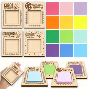 Wooden Sticky Note Holder with Sticky Note, 4 Counts/set Wooden Sticky Note Pad Holder, Office Stationery & Supplies