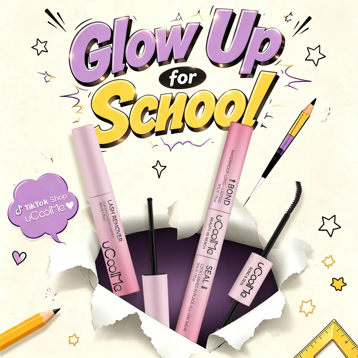 uCoolMe [New Upgrade] 2-in-1 Bond & Seal Waterproof Lash Cluster Glue - Strong-Hold, Beginner-Friendly Cosmetic Adhesive with Included Makeup Remover, Beauty Products, Eyelash Clusters, Waterproof Lash Clusters,sunscreen,back to school