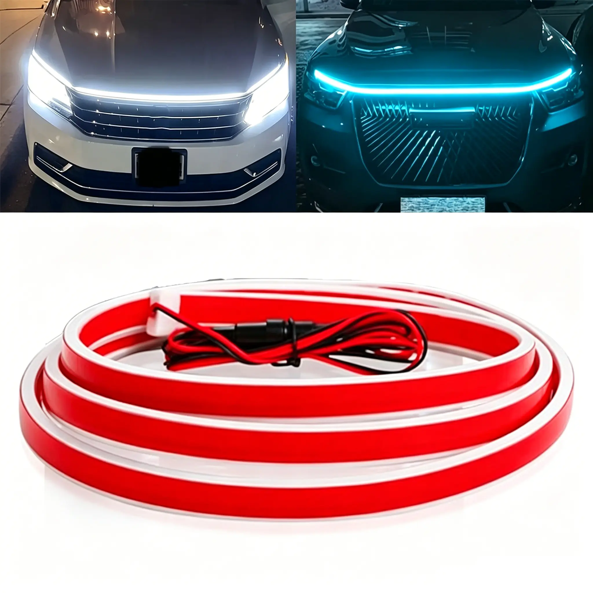 Car Hood Light Strip, Dynamic Scan Startup LED Light Strip, Waterproof Flexible DRL, Eye-Catching Night Driving Upgrade for Car Enthusiasts, Universal Car Upgrades Accessories for Truck/SUV, Ideal Gift for Him
