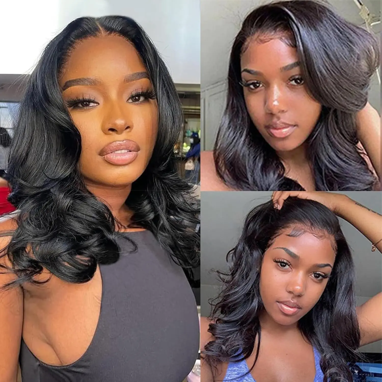 Nerkre Glueless Human Hair Body Wave Bob Wig, 180% Density 5x5 HD Transparent Lace Front, Pre-Plucked Pre-Cut Wear-and-Go Closure Wig for Black Women, Natural Black (TikTokShop Upgraded), Wigs Human Hair