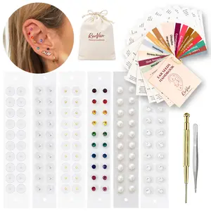 120pcs Ear Seed Gem Jewelry Kit (120 Pcs) with Step‑by‑Step Guide, Tweezers & Pouch
