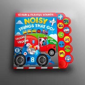 Kids' Early Learning Interactive Soft Book - Vehicle-Themed Playbook with Car, Truck, Train, Helicopter, Engine Sounds and Horn for Exploration