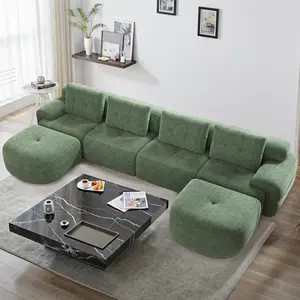 [DealsForYouDays] 145'' U-Shaped Modular Boneless Sectional Sofa, Full-Foam Structure, Woven Fabric Upholstery & Compression Pack, Oversized Modern Living Room Couch, Long-Lasting Comfort. Ideal Cozy Home Furniture for Family, Couples & Parents