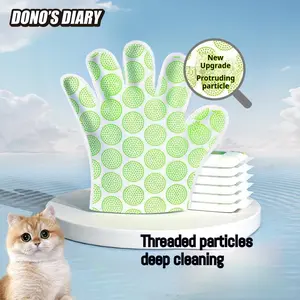 Rinse Free Shampoo Mittens for Dogs, Bath Wipes for Bathing and Washing Pets, Hypoallergenic No Rinse Wash Mitt for Grooming, Lather Wipe Dry - 5 Pack