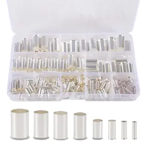166PCS Wire Ferrules Kits Silver Plated Copper Crimp Terminal Connector Sleeves Insulated Electrical Cable Cord Pin End Terminal 8 Sizes AWG (1/0 2/0 2 4 6 8 10 12)