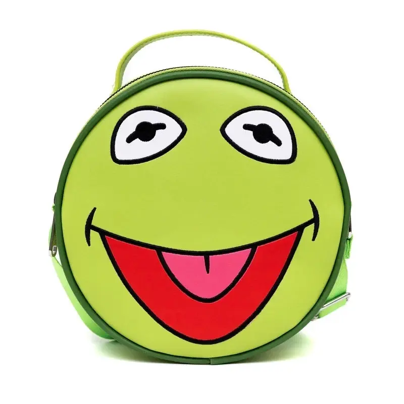 The Muppets Kermit Face Round Crossbody Bag, Whimsical, Crossbody Purses, Vegan Leather, Round Shape, Vibrant Print, One Size