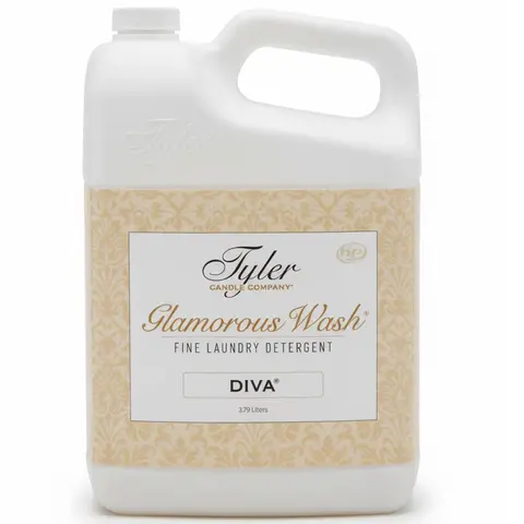 Tyler Candle Company Luxury Scented Laundry Detergent - Glamorous Diva Fragrance (Amber, Fruit+Floral Notes), 3.78L/128oz Large Bottle, Cruelty-Free, Adjustable Strength & Dosage, Fresh Gentle Clean for Various Laundry Needs