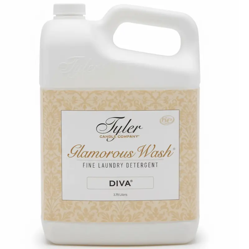 Tyler Candle Company Luxury Scented Laundry Detergent - Glamorous Diva Fragrance (Amber, Fruit+Floral Notes), 3.78L/128oz Large Bottle, Cruelty-Free, Adjustable Strength & Dosage, Fresh Gentle Clean for Various Laundry Needs