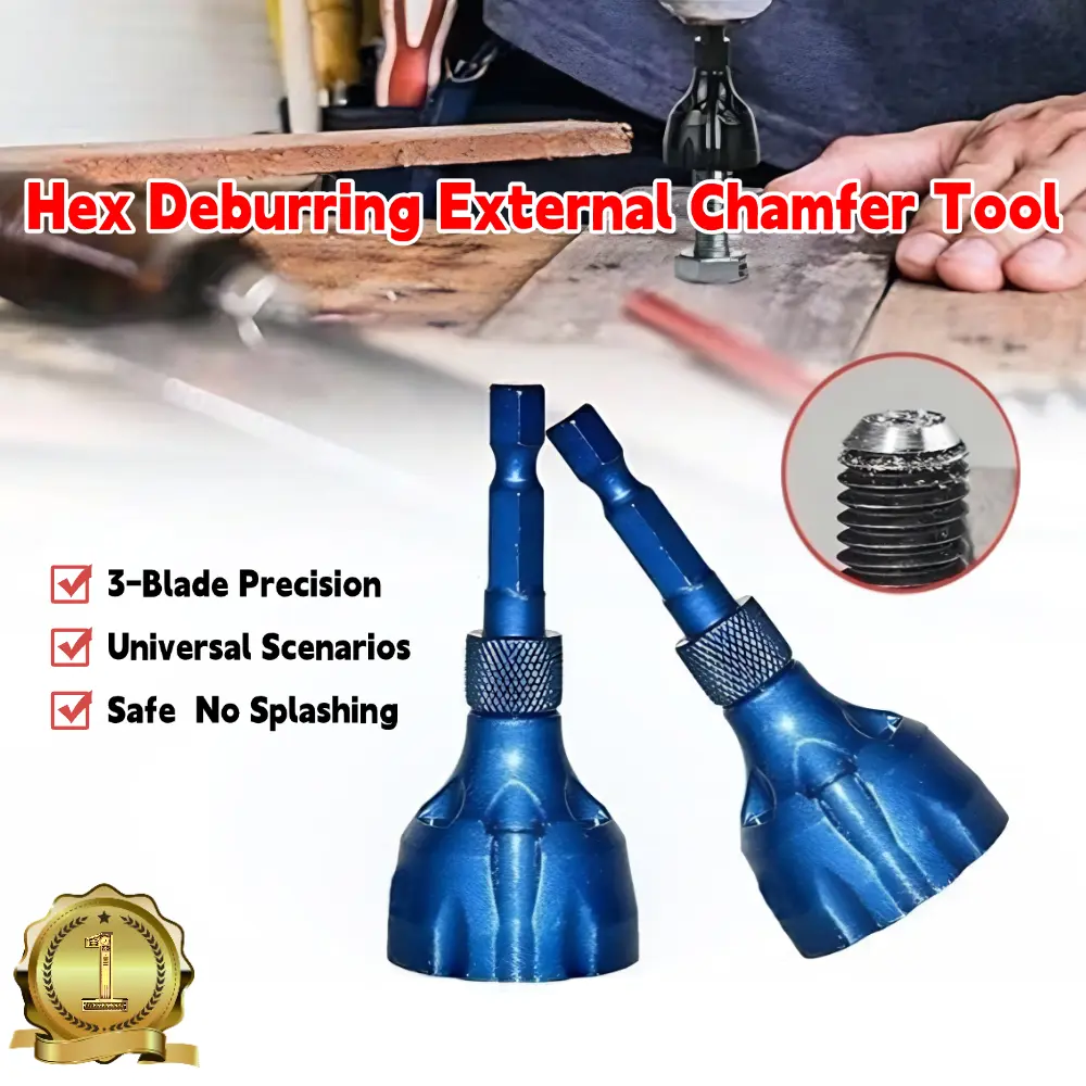 Hex Deburring External Chamfering Tool - Tungsten Carbide Drill Bit Attachment, 1/4 inch Hex Shank, 3-Blade Precision, 3-20mm Range, 0-500 rpm, Universal Compatibility for Cordless Drill/Drivers, Bolt Repair, Ideal for Pipes/Metal Rods (Hardware Tools)