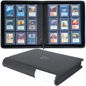 Top Loader Binder, Holds 288 Cards - 9-Pocket Top Loader Binder for 3" x 4" Rigid Card Holders for Trading Cards or Sports Cards（Model B，Classic Black ） Trading Card Toploaders