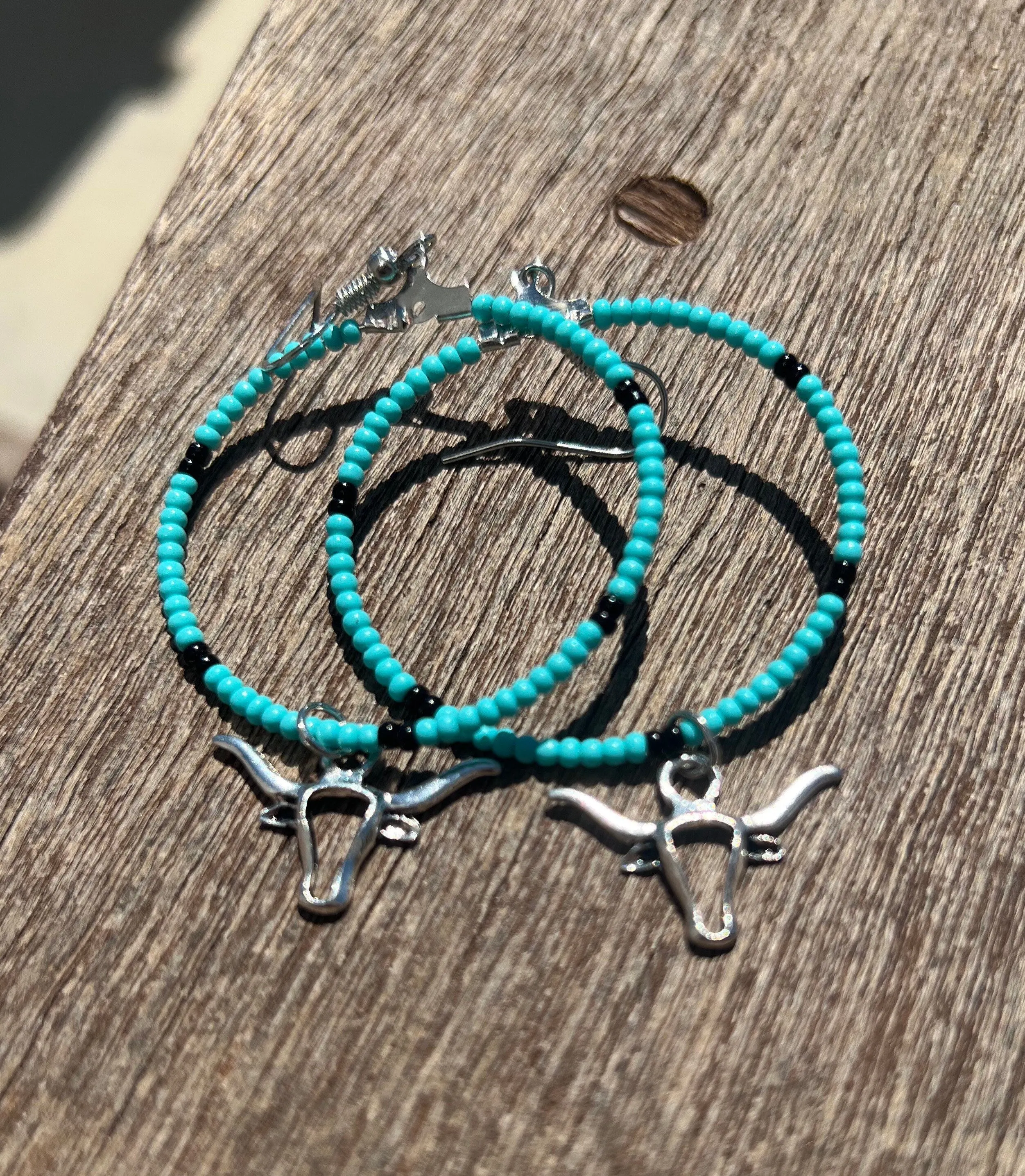 Longhorn Turquoise Western Hoop Earrings