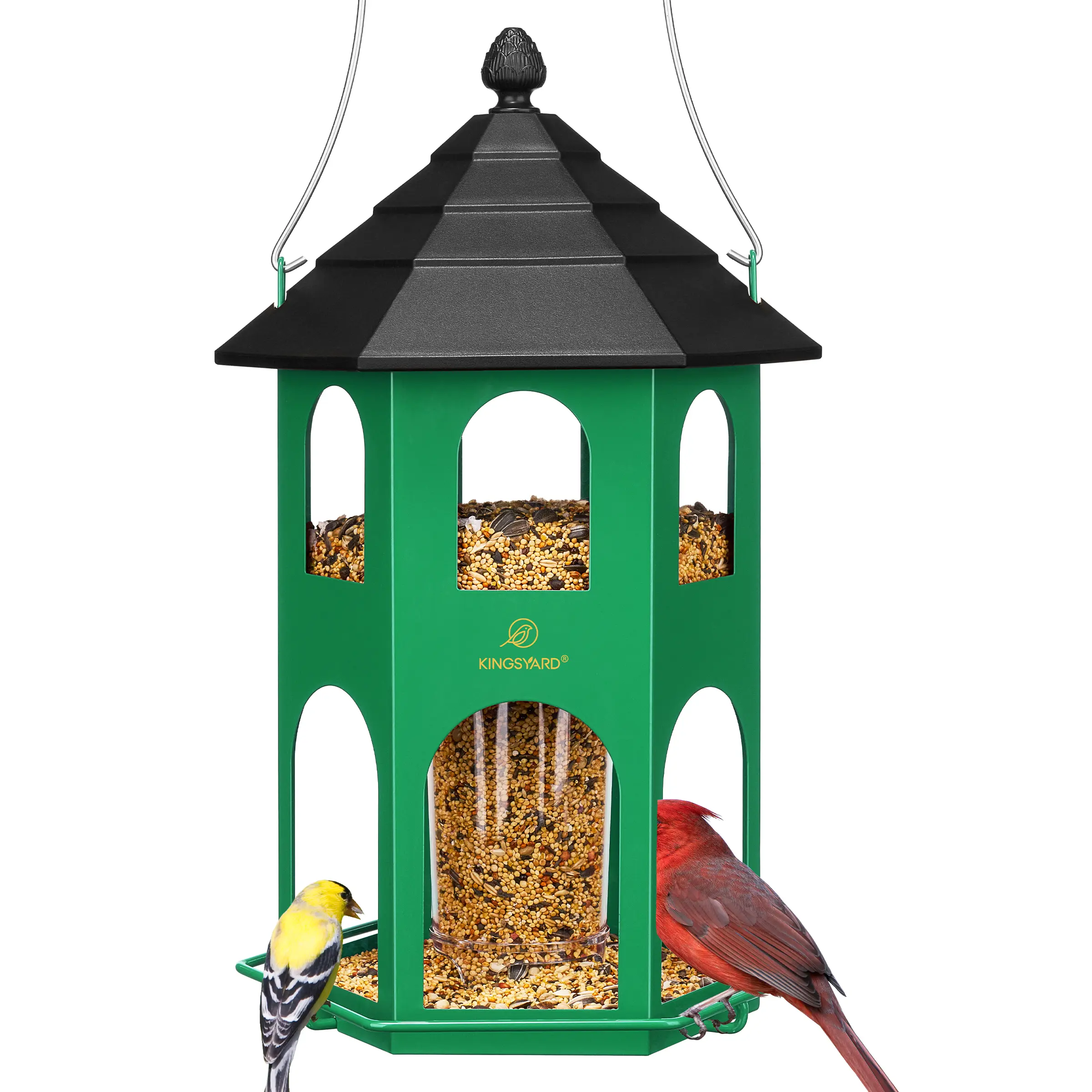 [SummerVibes]Kingsyard Spring Migration 2026 Metal Bird Feeder for Backyard Nature Watching 4lb Large Capacity with Circular Perch Durable Weather-Resistant Design