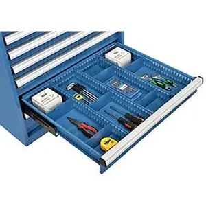 Global Industrial TBAF-A10 Metal Adjustable Drawer Divider Kit, 30x27x4 in., for Modular Drawer Cabinet Organiser Racks, Blue