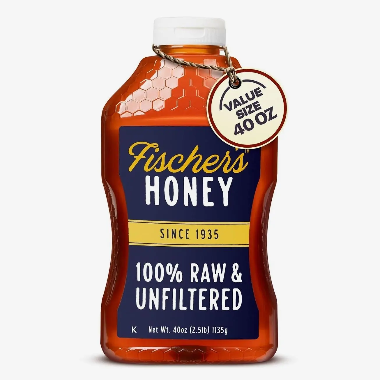 Fischer's 100% Pure, Raw & Unfiltered Honey, 40 oz – USA Made Honey – All-Natural Sweetener – Rich Flavor Profile, Packed with Nutrientsundefined