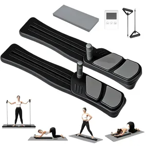 Homhut Pilates Board for Home Workout - Upgraded 7 in 1 Foldable Pilates Reformer Set, Multifunctional Ab Trainer with Resistance Bands & LED Timer, Pilates Board for Women Full Body Workout