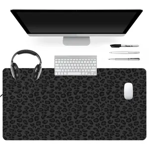 Extra Large Black Leopard Print Mouse Pad Stylish Gaming Mouse Pad 35x16 Inch Computer Keyboard Mousepad Suitable for Families, Offices and Schools. Perfect Gift for Family Members and Friends