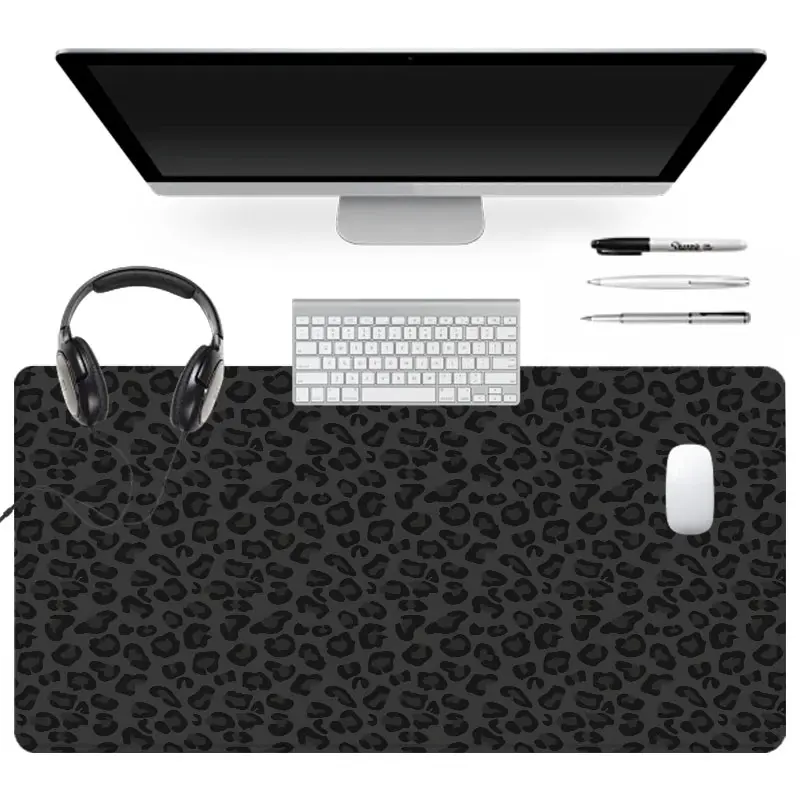 Extra Large Black Leopard Print Mouse Pad Stylish Gaming Mouse Pad 35x16 Inch Computer Keyboard Mousepad Gaming Desk Accessory Desk Accessories Suitable for Families, Offices and Schools. Perfect Gift for Family Members and Friends