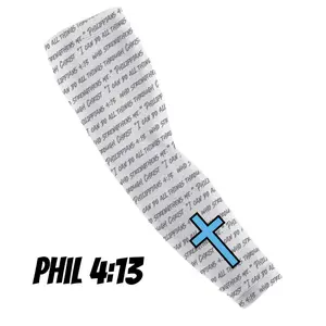 Phil 4:13 UNC blue Cross Arm Sleeve for Baseball, Football, Basketball - Compression and Support