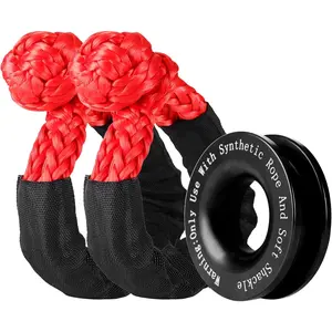 Synthetic Soft Shackle & Winch Recovery Ring Kit, 1/2'' x 22'' Recovery Soft Shackle(56,000Lbs Breaking Strength), Snatch Recovery Ring for ATV UTV Off-Road Vehicles(Shackles+ Black Ring)