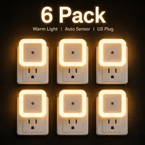 Night Light, Night Lights Plug into Wall 6-Pack, Plug in Night Light, Dusk to Dawn Nightlight Led Night Lights for Bedroom, Bathroom, Hallway Warm White Home Lighting