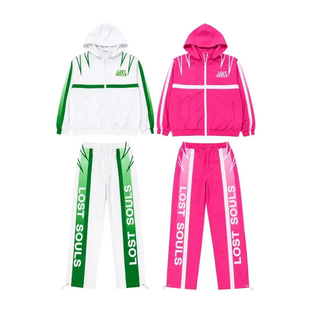 Sporty Green & Pink Full-Sleeve Waterproof Nylon Tech Set, Everyday Wear with Zip-Off Detachable Hood, Full Sleeves, Zip-Off Hood, S, M, Clean Lines, Casual Sports, Lightweight