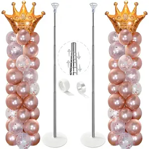 Balloon Column Stand Kit Set of 2, 7ft Balloon Arch Kit, Telescopic Pillar Balloon Stand, Birthday, Graduation, Wedding Christmas Decorations