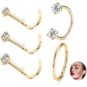 5 count Septum  20g Seamless Nose Rings Hoop G23 Titanium Horseshoe Ring 20G Circular Barbell Internally Threaded 20G Screw L-Shaped  Nose Stud Lip Tragus Daith Cartilage Helix