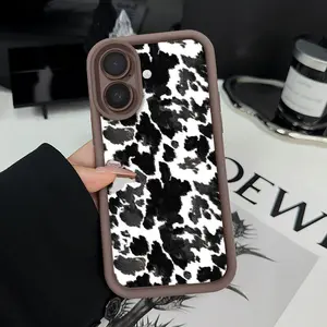 Stylish Black And White Cow Print Phone Case for iPhone 17 Pro Max 16 16e 15 14 Plus 13 12 Mini 11 Air X XS Soft TPU Shockproof Cover with Pattern Design and Lens Protection