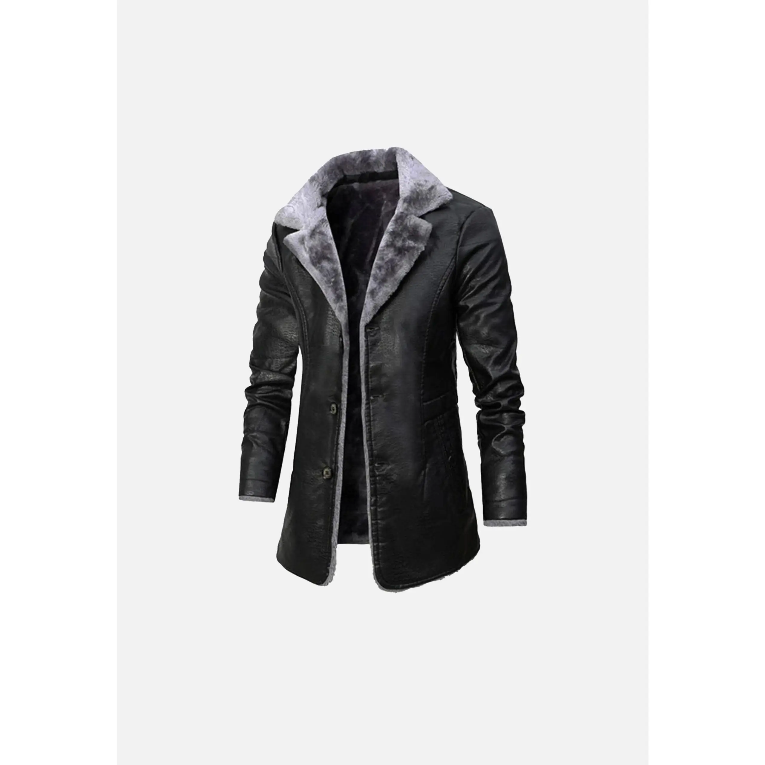 Caldwell Black Leather Fur Trench Coat