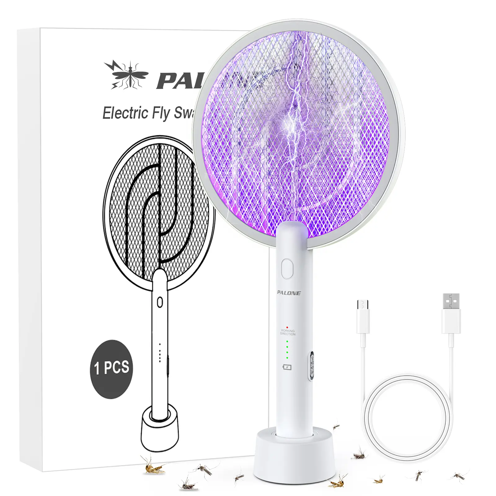 Rechargeable Electric Bug Zapper - Indoor/Outdoor Electronic Insect Killing Device, USB Charging, Dual Modes, Instant Control for Home, Patio