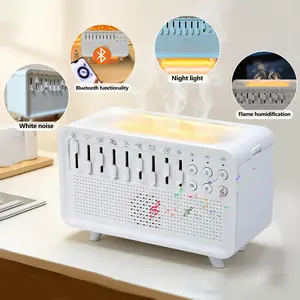 Multifunctional Wireless Bluetooth Speaker with Flame Light, White Noise Sound Machine, Aroma Diffuser & Humidifier, Sleep Aid Night Light, Rechargeable Desktop Speaker for Home & Bedroom aroma diffuser humidifier white noise