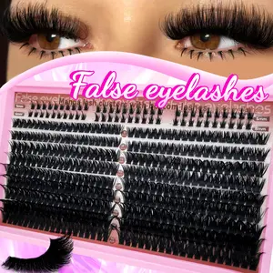 Thick Voluminous Eyelash Extensions, Dense Cluster Lashes, Fluffy Eyelash Clusters, Fine Individual Lashes, D Curl Cilia Extension, 100D Mixed Size 8-16mm, DIY Kit