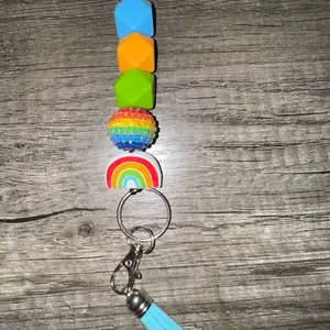 Rainbow Keychain with Beads and Colorful Charms for Kids and Adults