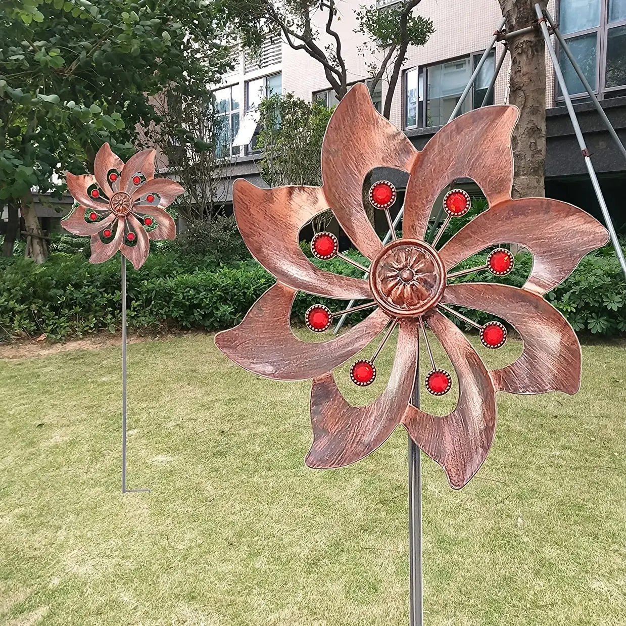 1pc Wind Spinner With Garden Stake, Kinetic Wind Spinners Outdoor Garden Stake For Yard And Garden, Garden Sculptures Statues, Outdoor Decor