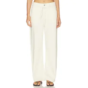 DL1961 Casie Aura Mid Rise Relaxed Wide Leg Jeans in Crema