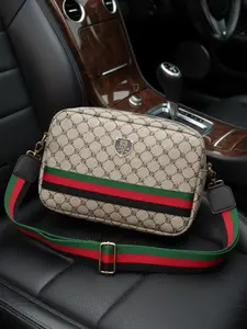 Unisex Small Handbag, Fashionable Multi-Functional Wrist Crossbody Bag, Casual PU Leather Shoulder Bag, Large Capacity Print Design