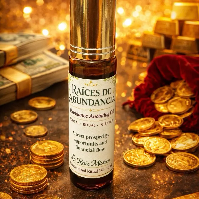 Raices de Abundancia Abundance Anointing Oil for Wealth Success & Financial Flow 10ml Ritual Oil