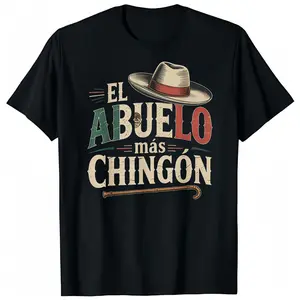 Men's "El Abuelo Mas Chingon" T-Shirt, Casual Round Neck Graphic Top, Soft 100% Cotton Fabric, Funny Mexican Grandpa Gift Idea