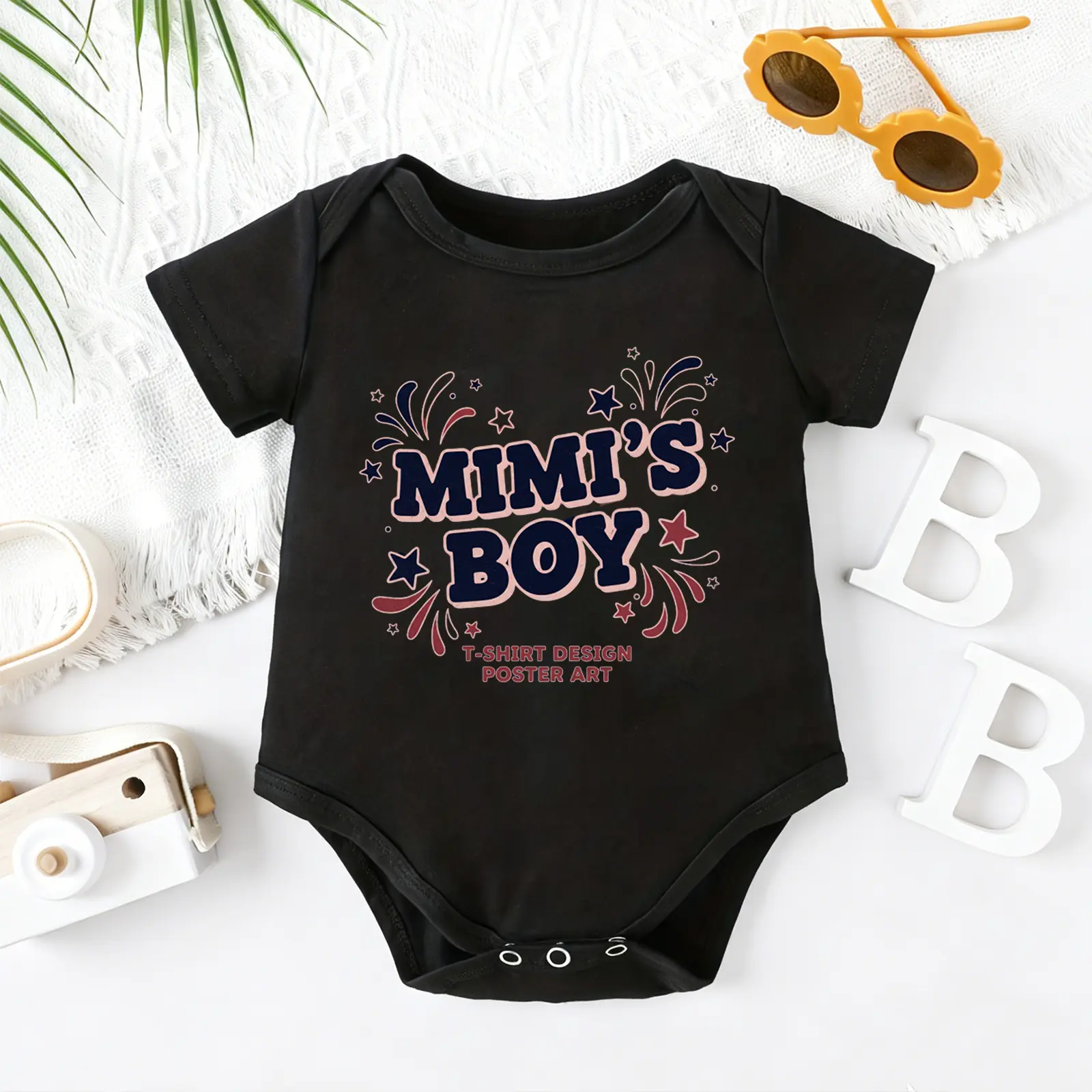 2026 Newborn Mimi's Boy Baby Bodysuit, 100% Cotton Soft Short Sleeve Romper for All Seasons Funny Casual Onesie for Baby Boys & Girls – Perfect for Indoor & Outdoor Wear (0-2T) Baby Gift Outfit