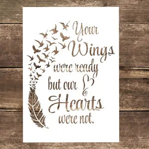 A4 Painting Template, 1 Count Hollow Out Bird & Feather Pattern DIY Painting Stencil For Scrapbooking, Crafts And Room Wall Decor